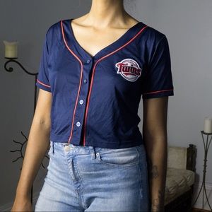 Pink Victoria's Secret Cropped baseball Jersey
